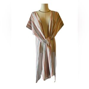 Star Vixen From Nordstrom Linen Blend Boho Striped Cover Up One Size